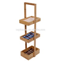 2015 high quality new products wood bamboo 3 tier bathroom towel shelf bathroom towel rack wholesale