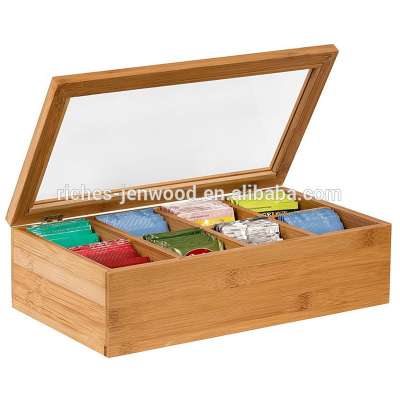 Natural Color Bamboo Tea Bag Organizer Storage Box