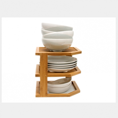 Hot sale 3 Tier Bamboo dish drying rack corner Shelf  for Kitchen