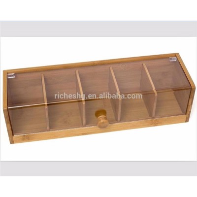 5 compartments bamboo tea box with logo